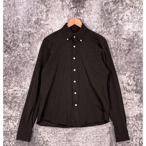 Proper Cloth Shirt Medium Mens Green Pique Long Sleeve Slim Button Down